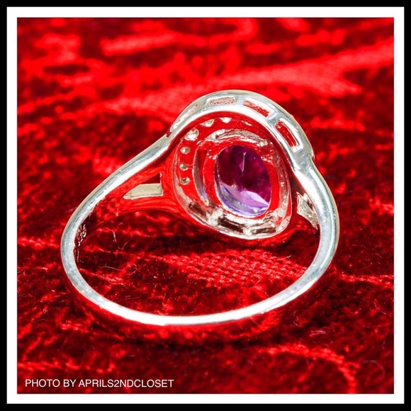 AMETHYST PURPLE STERLING SILVER CZ RING A2C - Picture 7 of 8